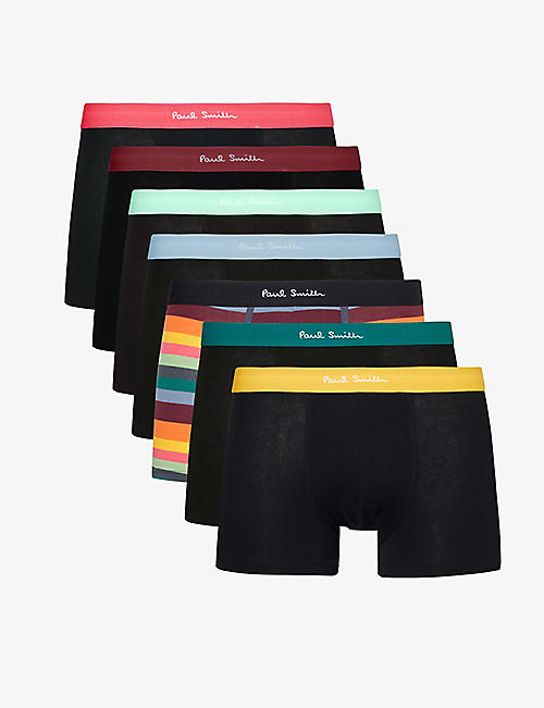 PAUL SMITH: Branded-waistband pack of seven stretch organic-cotton trunks