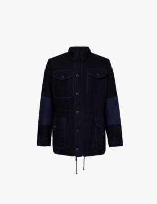 Dries Van Noten Mens Navy Valkoy Wool And Cotton-blend Utility Jacket In White