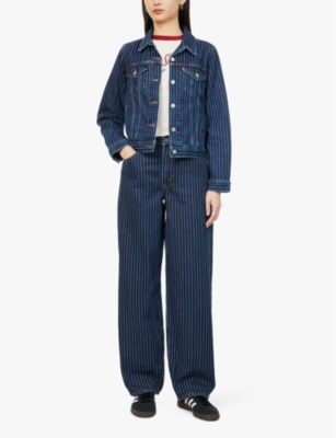 Levi's Levis Womens Partly Masked Original Trucker Striped-print Regular-fit Denim Jacket In Partly Masked