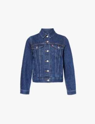 Shop Levi's Womens Levis Original Trucker Striped-print Regular-fit Denim Jacket In Partly Masked