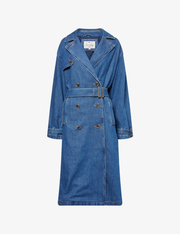 Spade double-breasted relaxed-fit denim trench coat