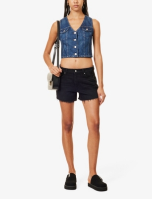 Shop Levi's Womens Bella V-neck Denim Waistcoat Dark Side Scrape