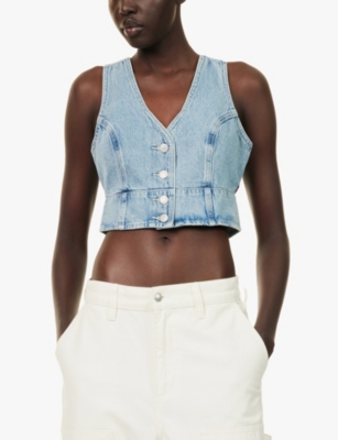 Levi's Levis Womens Kind Of Fun 2 Mona V-neck Cotton-denim Vest In Kind Of Fun 2