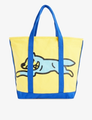 Shop Icecream Yellow Blue Running Dog Cotton Tote Bag
