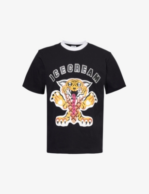 Shop Icecream Men's Black Tiger Graphic-print Cotton-jersey T-shirt