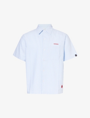 Shop Icecream Mens Diner Stripe-print Cotton Shirt Blue Stripe