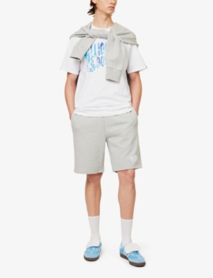 Billionaire Boys Club Mens Heather Grey Arch Branded-print Cotton-jersey Shorts In Heather Grey