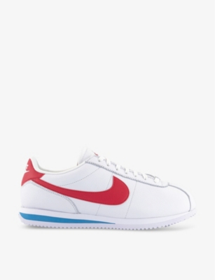 Shop Nike Mens  Cortez Leather Low-top Trainers In White Varsity Red Varsit