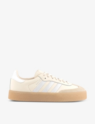 ADIDAS: Sambae logo-embroidered leather low-top trainers