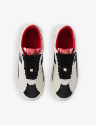 Shop Lanvin Men's Off White / Black La X Fu High Sole Sneakers