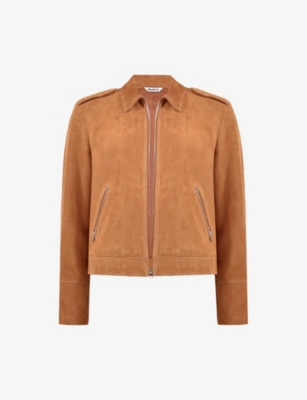 RO&ZO: Zip-embellished regular-fit suede jacket