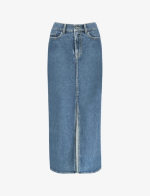 Shop Ro&zo Women's Blue High-rise Calf-length Stretch-denim Maxi Skirt