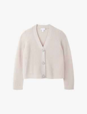THE WHITE COMPANY: V-neck ribbed-knit wool-blend cardigan