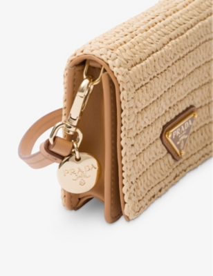 Prada Womens Neutral Brand-plaque Woven Card Holder In Neutral