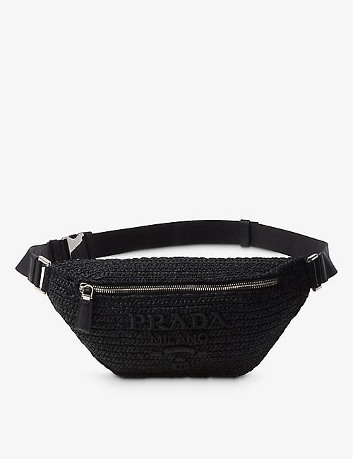 PRADA: Logo-embellished woven belt bag