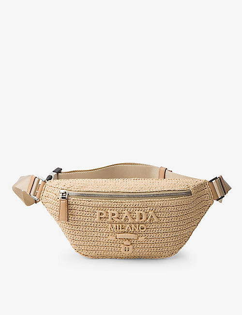 PRADA: Logo-embellished woven belt bag