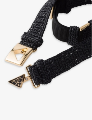 Triangle-buckle raffia-effect woven belt