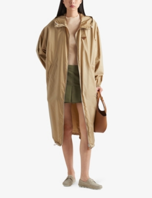 Shop Prada Light Oversized-fit Re-nylon Raincoat In Neutral