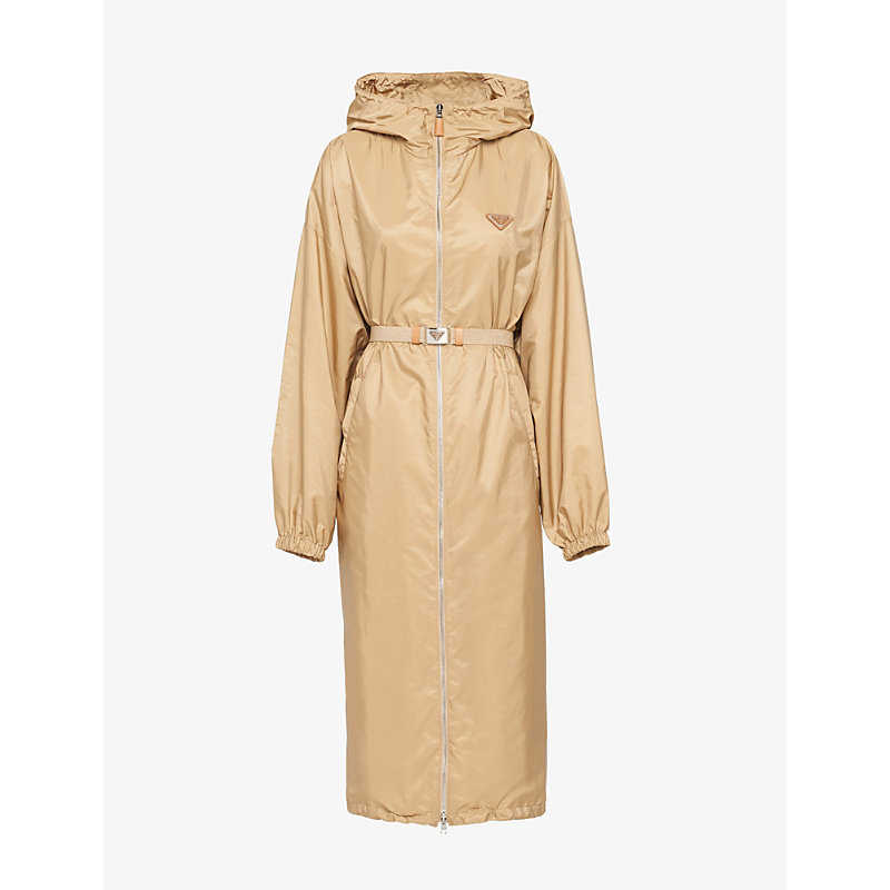Prada Womens Neutral Light Oversized-fit Re-nylon Raincoat