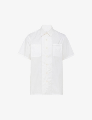 Shop Prada Logo-embellished Oversized-fit Stretch-cotton In White