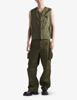 Shop Prada Re-nylon Relaxed-fit Recycled-nylon Cargo Trousers In Green
