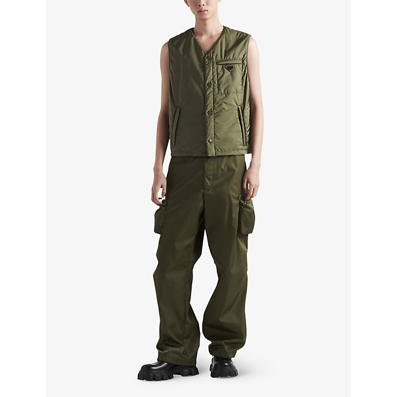 Shop Prada Re-nylon Relaxed-fit Recycled-nylon Cargo Trousers In Green