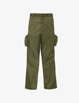 Shop Prada Re-nylon Relaxed-fit Recycled-nylon Cargo Trousers In Green