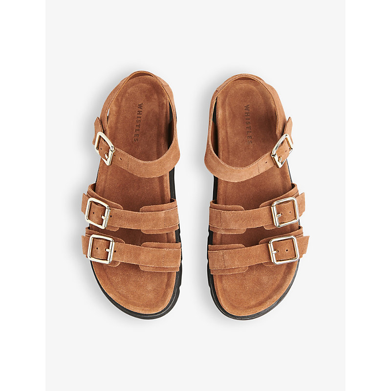 Shop Whistles Jemma Chunky Cleated-sole Leather Sandals In Tan