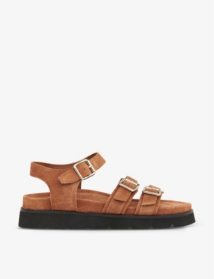 Shop Whistles Jemma Chunky Cleated-sole Leather Sandals In Tan