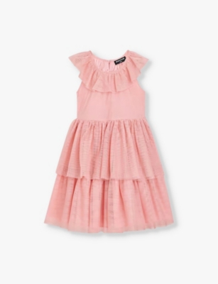 WHISTLES: Tilda frill-sleeve tulle woven mini dress 3-12 years