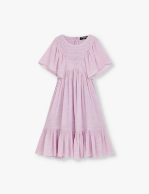 WHISTLES: Willa smocked-panel short-sleeve woven mini dress 3-12 years