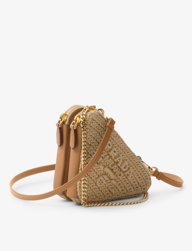 Triangle-shaped woven cross-body bag