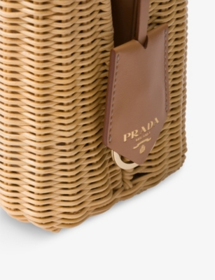 Shop Prada Womens  Panier Woven Tote Bag In Neutral