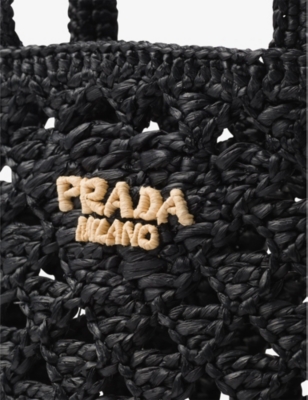 PRADA Crochet logo handbag プラダ ロゴ ハンドバッグ PRADA】プラダ ロゴ ミニ クロシェxレザー トートバッグ (PRADA