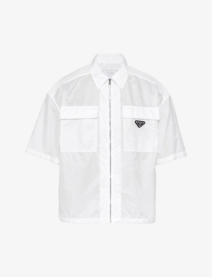 Shop Prada Re-nylon Oversized-fit Recycled-nylon Shirt In White