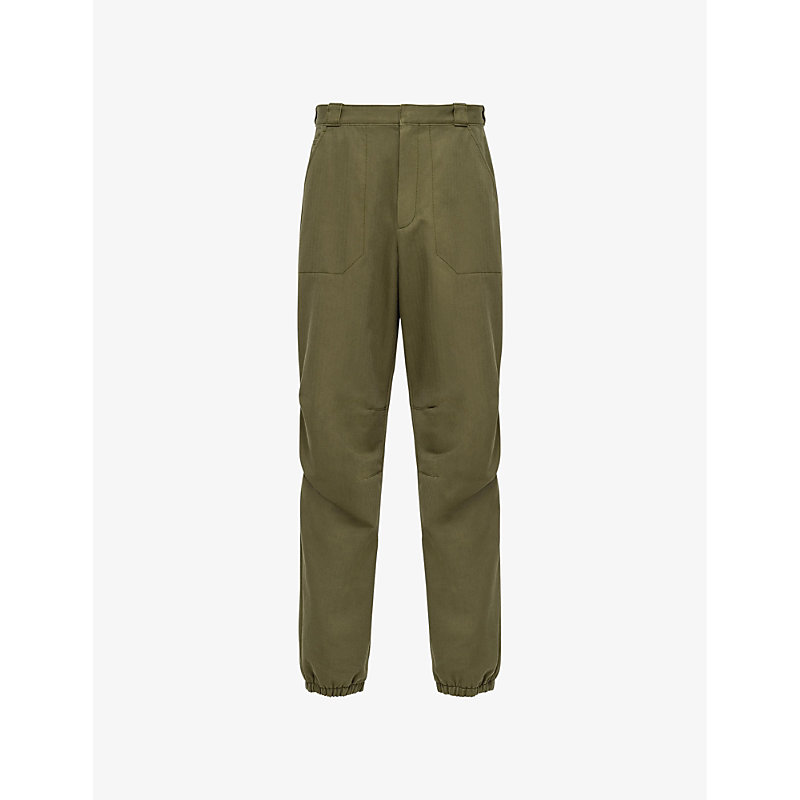 Prada Straight-leg Regular-fit Cotton Trousers In Green