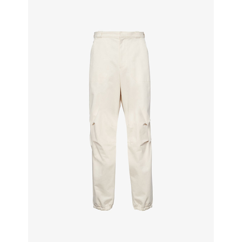 Shop Prada Mens Neutral Straight-leg Regular-fit Cotton Trousers
