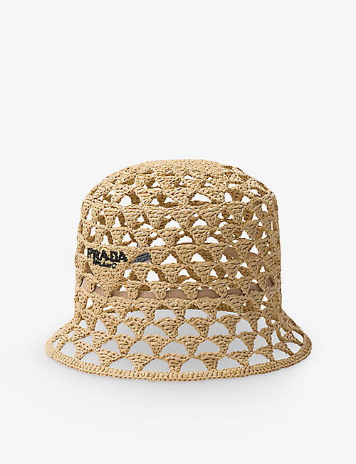 PRADA: Brand-embroidered cut-out woven bucket hat