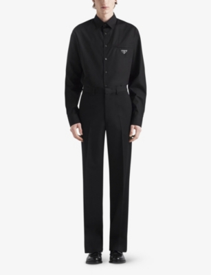 PRADA: Classic-collar oversized-fit cotton shirt