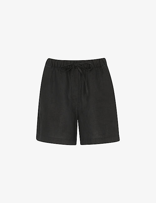 WHISTLES: Elasticated-waist high-rise linen shorts