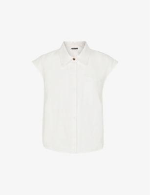 Shop Whistles Women's White Olivia Regular-fit Sleeveless Linen Shirt
