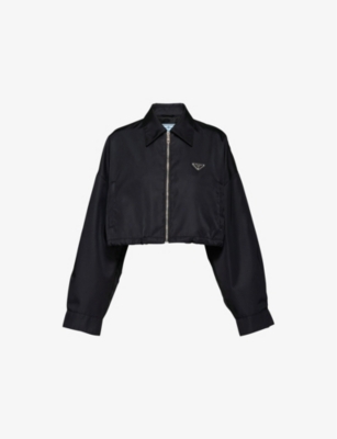 Shop Prada Re-nylon Cropped Recycled-nylon Jacket In Black