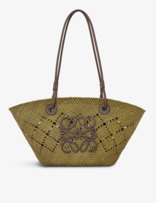 LOEWE: Loewe x Paula's Ibiza Anagram-logo small iraca-palm tote bag