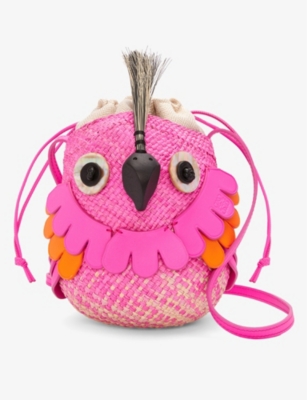LOEWE LOEWE WOMEN'S TURAL/FUCHSIA X PAULA'S IBIZA BIRD IRACA-PALM BAG
