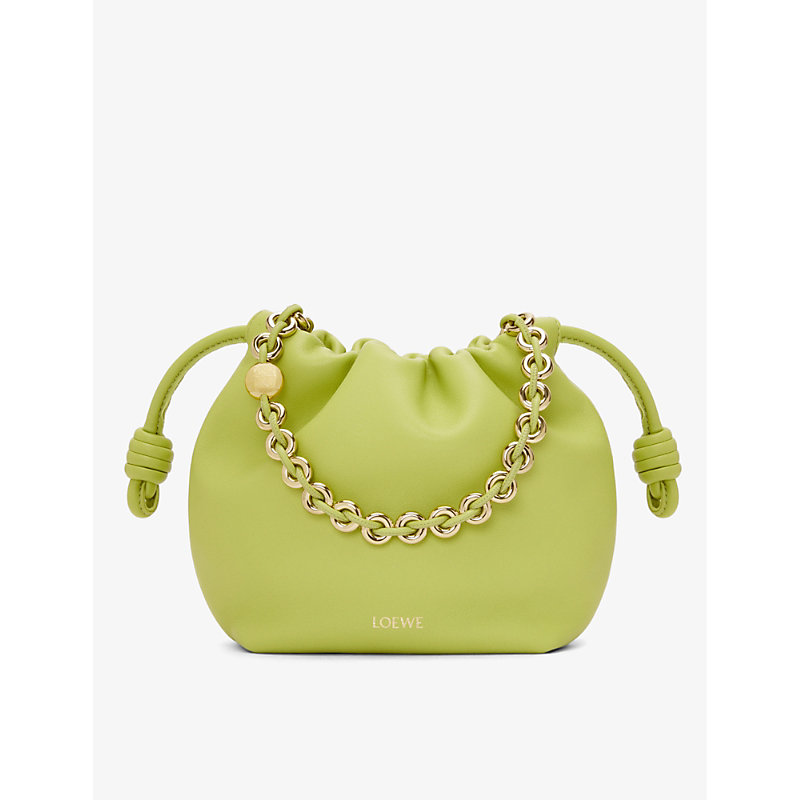 Loewe Womens Anise X Paula's Ibiza Flamenco Mini Leather Clutch Bag In Green