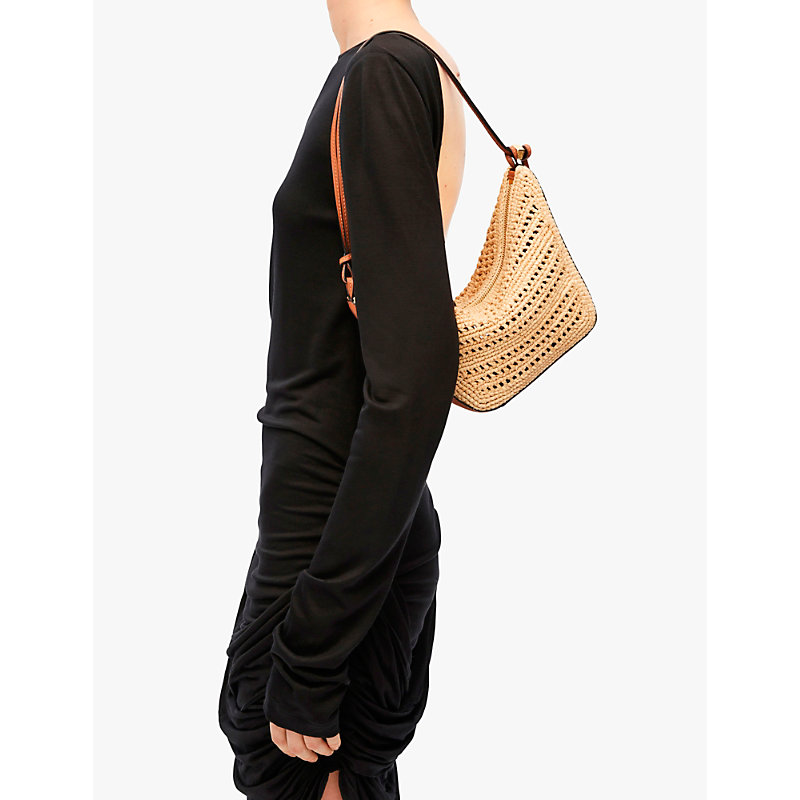 Shop Loewe Women's Tan/natural X Paula's Ibiza Hammock Hobo Mini Raffia Cross-body Bag