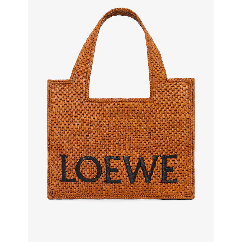 Loewe Women's Honey Gold X Paula's Ibiza Small Raffia Logo Tote Bag