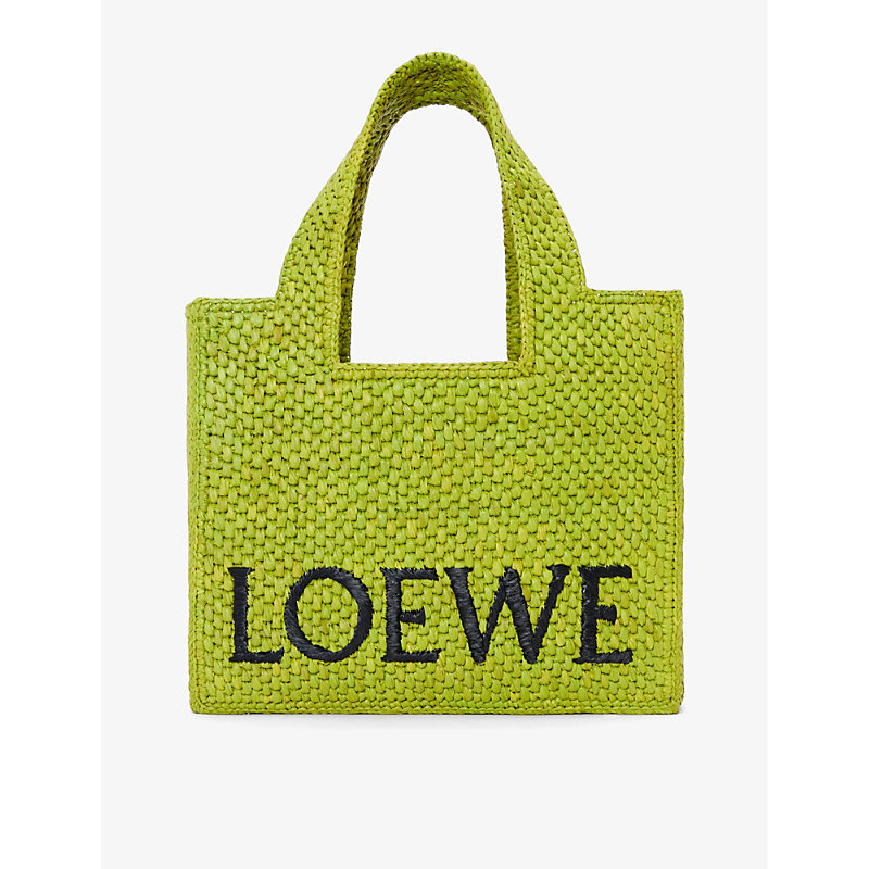 Loewe Women's Meadow Green X Paula's Ibiza Small Raffia Logo Tote Bag