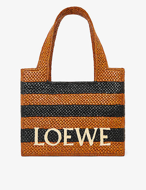 LOEWE: Loewe x Paula's Ibiza medium striped raffia logo tote bag
