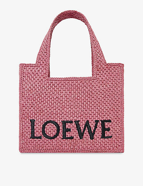 LOEWE: Loewe x Paula's Ibiza mini raffia logo tote bag